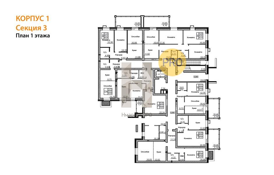 2—комн. квартира, 70.03 кв.м, 1/10 этаж