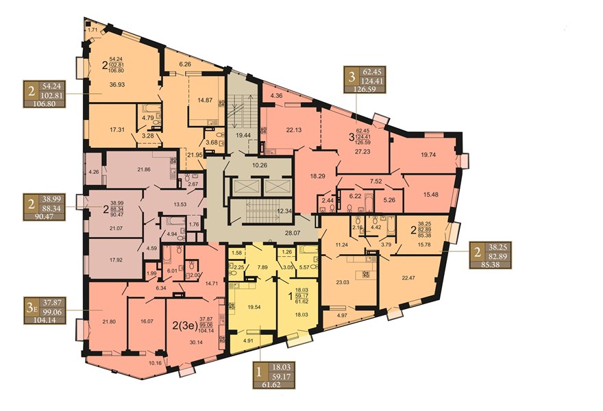 1—комн. квартира, 61.88 кв.м, 6/9 этаж
