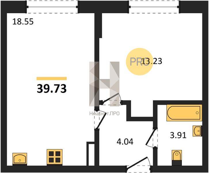 1—комн. квартира, 39.73 кв.м, 7/8 этаж