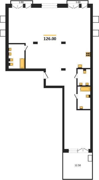 ЖК «Гермес» · 3-комнатная квартира · 126 м² · 2 этаж