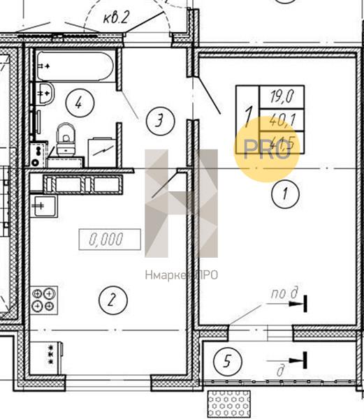 1—комн. квартира, 41.5 кв.м, 15/17 этаж