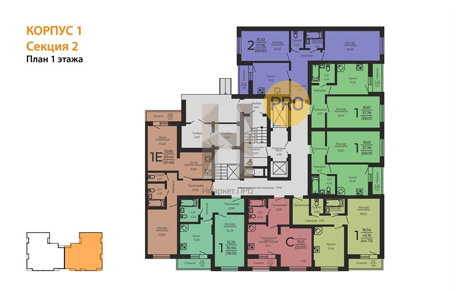 1—комн. квартира, 33.6 кв.м, 1/17 этаж