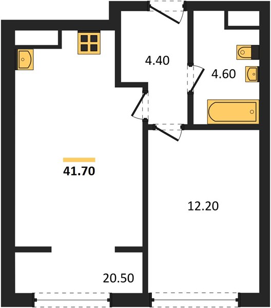 ЖК «Линдовский» · 1-комнатная квартира · 41.7 м² · 10 этаж