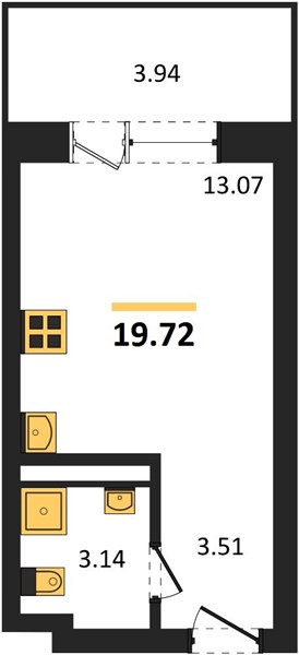 Квартира, 21.69 кв.м, 12/28 этаж
