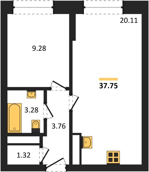 ЖК «Новая-Львовская» · 1-комнатная квартира · 37.75 м² · 10 этаж
