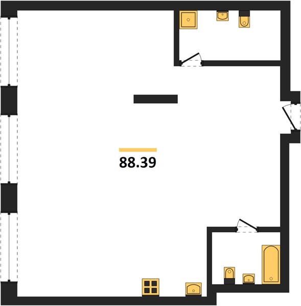 ЖК «Приоритет» · 2-комнатная квартира · 88.39 м² · 2 этаж