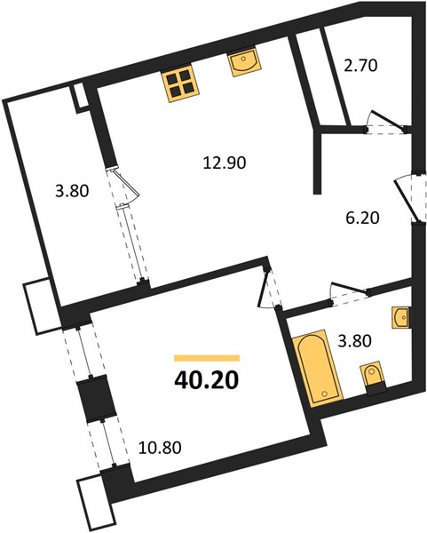 ЖК «N1» · 1-комнатная квартира · 40.2 м² · 18 этаж