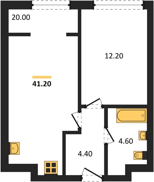 ЖК «Линдовский» · 1-комнатная квартира · 41.2 м² · 10 этаж