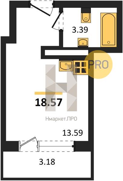 Квартира, 18.57 кв.м, 18/18 этаж
