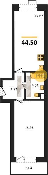 1—комн. квартира, 44.5 кв.м, 5/10 этаж