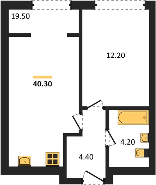 ЖК «Линдовский» · 1-комнатная квартира · 40.3 м² · 20 этаж