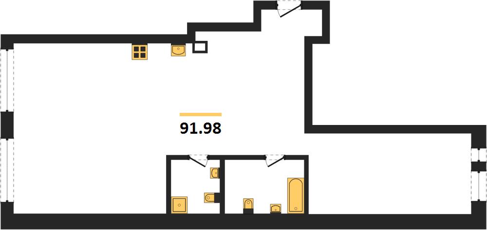 ЖК «Приоритет» · 2-комнатная квартира · 91.98 м² · 2 этаж