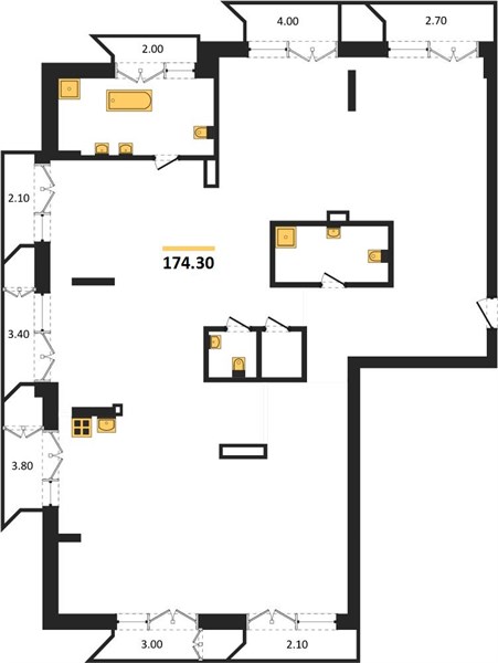 ЖК «Семашко» · 4-комнатная квартира · 174.3 м² · 2 этаж