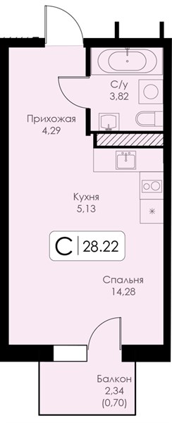 ЖК «Анкор» · Студия · 28.22 м² · 13 этаж