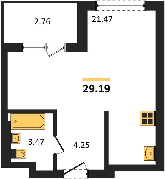 Квартира, 30.57 кв.м, 9/28 этаж