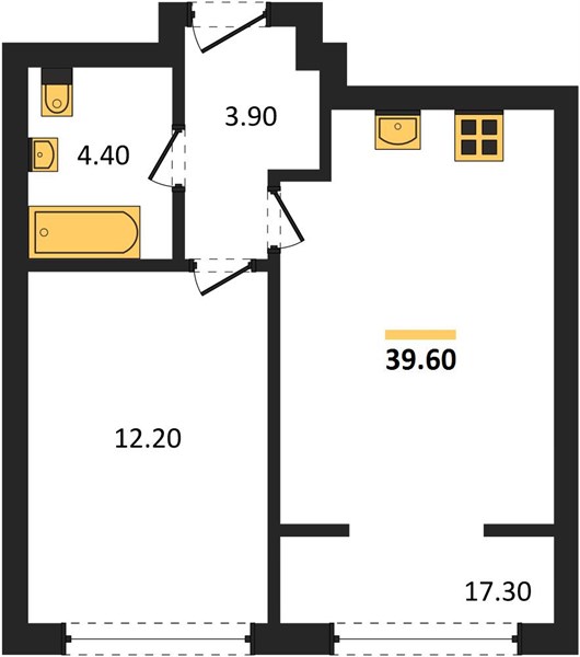 ЖК «Линдовский» · 1-комнатная квартира · 39.6 м² · 20 этаж