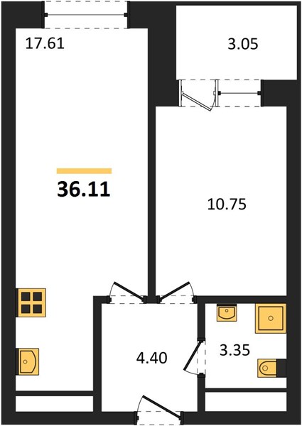 1—комн. квартира, 37.63 кв.м, 2/28 этаж