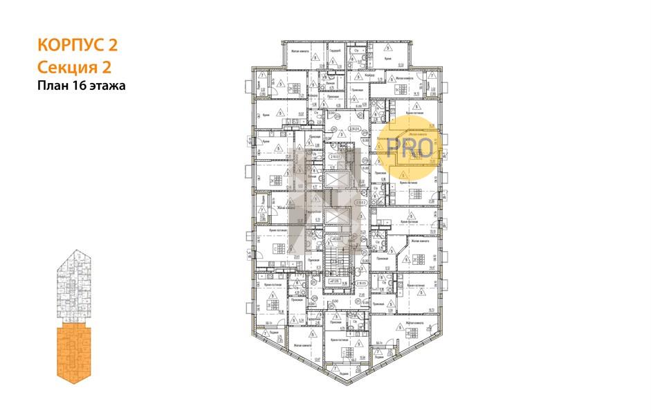 1—комн. квартира, 44.95 кв.м, 16/21 этаж