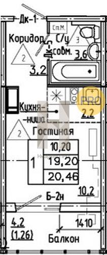 Квартира, 20.46 кв.м, 17/17 этаж