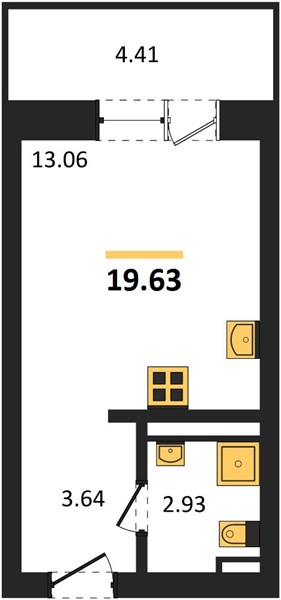 Квартира, 21.83 кв.м, 2/28 этаж