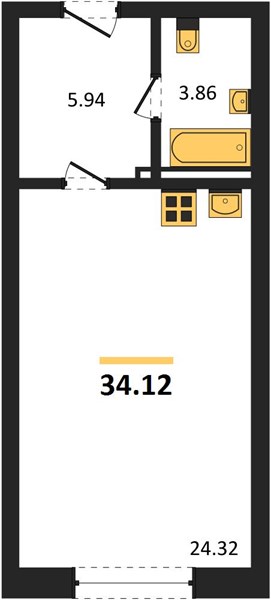 Квартира, 34.12 кв.м, 7/8 этаж