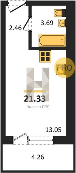 Квартира, 21.33 кв.м, 2/17 этаж