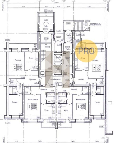 2—комн. квартира, 69.79 кв.м, 1/14 этаж