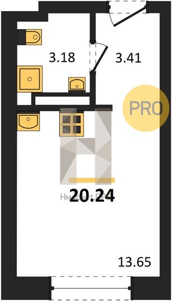 Квартира, 20.24 кв.м, 10/28 этаж