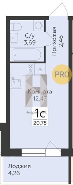 Квартира, 20.75 кв.м, 11/17 этаж