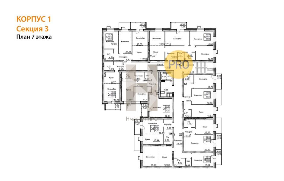 1—комн. квартира, 31.21 кв.м, 7/10 этаж