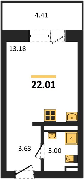 Квартира, 22.01 кв.м, 14/28 этаж
