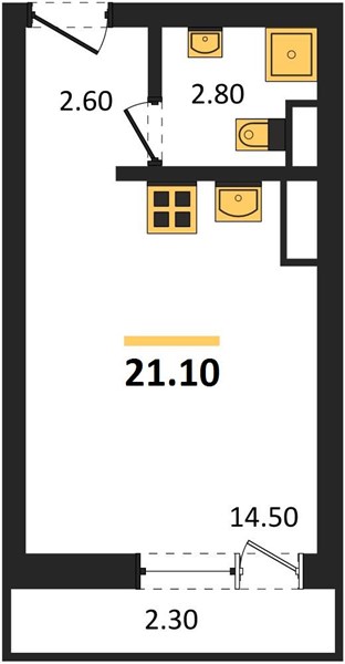 Квартира, 21.1 кв.м, 15/18 этаж