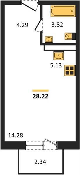 ЖК «Анкор» · Студия · 28.22 м² · 16 этаж