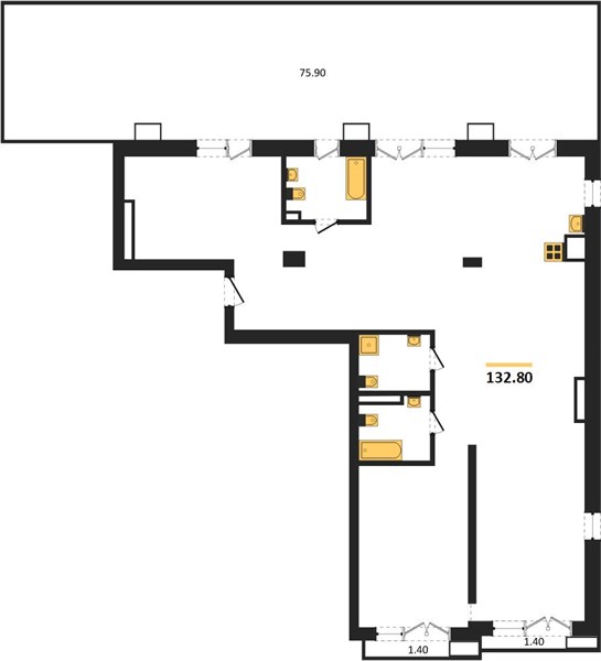 ЖК «Гермес» · 3-комнатная квартира · 132.8 м² · 5 этаж
