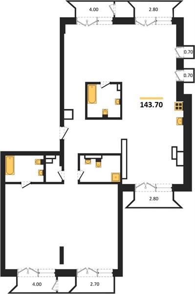 ЖК «Семашко» · 4-комнатная квартира · 143.7 м² · 6 этаж