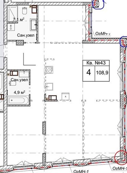 ЖК «Огни Започаинья» · 4-комнатная квартира · 108.9 м² · 4 этаж