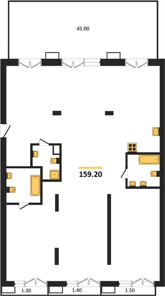 ЖК «Гермес» · 4-комнатная квартира · 159.2 м² · 5 этаж