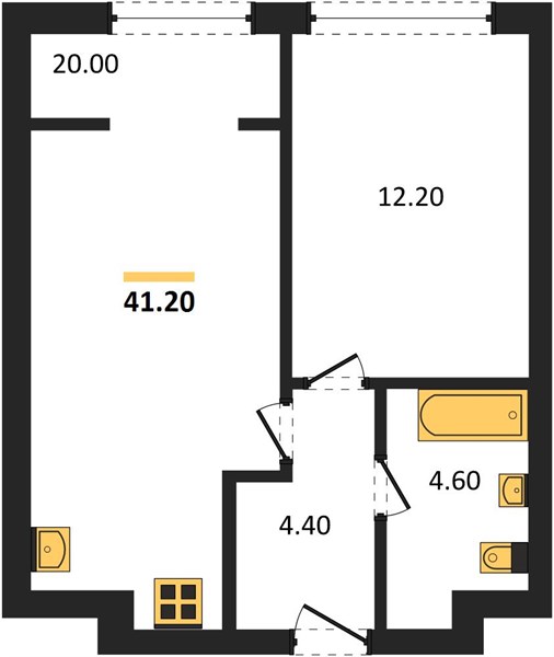 ЖК «Линдовский» · 1-комнатная квартира · 41.2 м² · 9 этаж