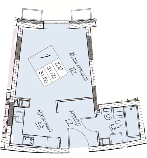 ЖК «Доминант» · Студия · 31 м² · 4 этаж