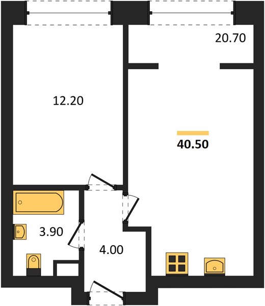ЖК «Линдовский» · 1-комнатная квартира · 40.5 м² · 19 этаж