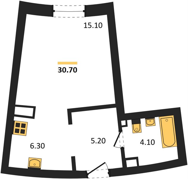 ЖК «Доминант» · Студия · 30.7 м² · 9 этаж