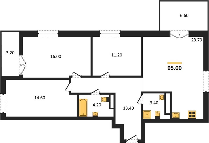 ЖК «Горизонты Нижнего» · 3-комнатная квартира · 95 м² · 18 этаж