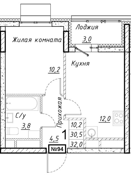 ЖК «Имбирь» · 1-комнатная квартира · 32 м² · 11 этаж