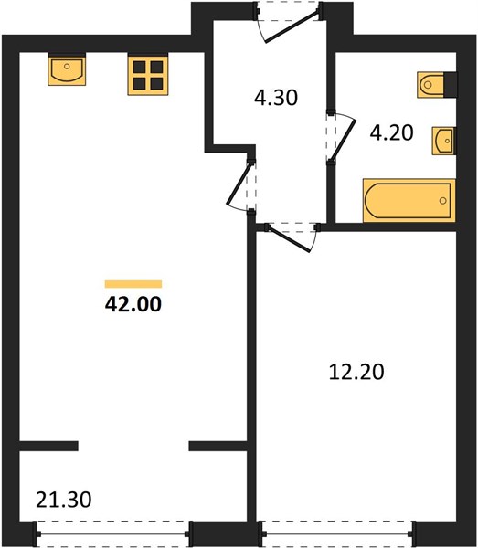 ЖК «Линдовский» · 1-комнатная квартира · 42 м² · 17 этаж