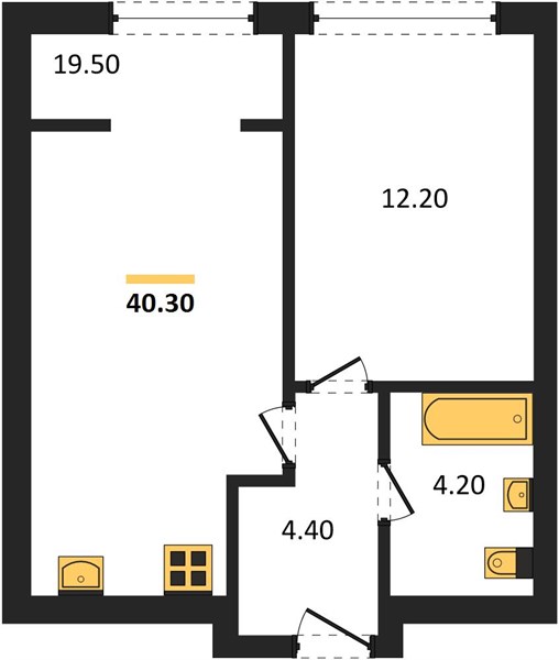 ЖК «Линдовский» · 1-комнатная квартира · 40.3 м² · 25 этаж