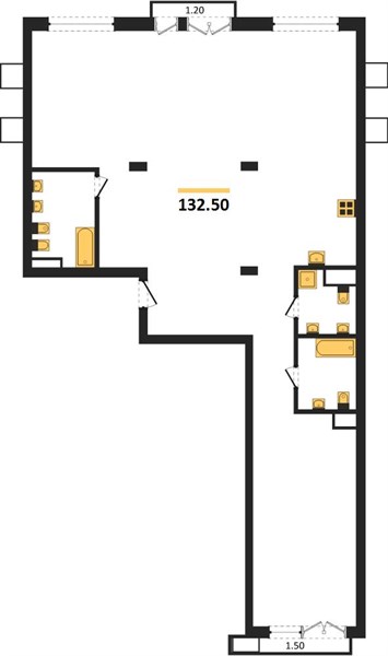 ЖК «Гермес» · 3-комнатная квартира · 132.5 м² · 3 этаж