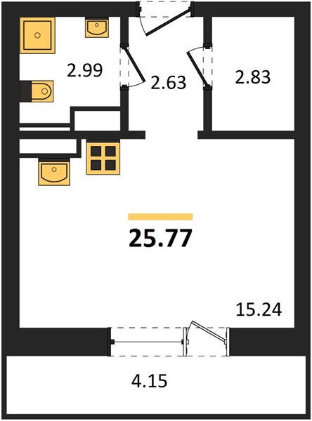 ЖК «Мед» · Студия · 25.77 м² · 12 этаж