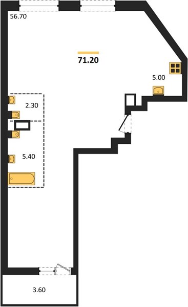 ЖК «Грандъ» · 1-комнатная квартира · 71.2 м² · 9 этаж
